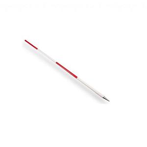 Jalonstok Nestle hout 200cm geplastificeerd, boven rood, stalen punt