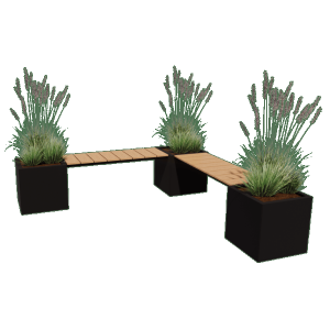 Vierkant hoek met bankje 