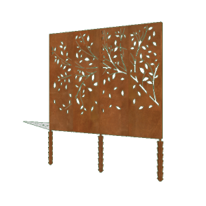 Cortenstaal paneel boom complete set 240 x 6 x 190 cm