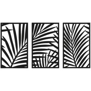 Metalen wanddecoratie Ferns 3-parts-Small Zwart