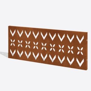 Cortenstaal schutting (horizontaal) 180 x 47,5 cm met dakmotief