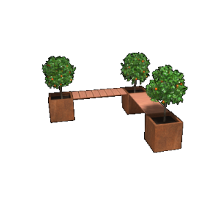 Cortenstaal Vegas Vierkant hoekopstelling geen bodemplaat