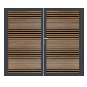 Dubbele poort Antraciet horizontaal - Rhombus Schaduw Teak