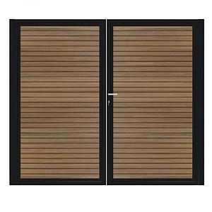 Dubbele poort Zwart horizontaal - Rhombus Teak