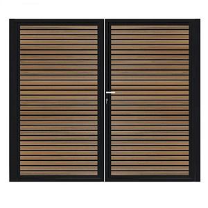 Dubbele poort Zwart horizontaal - Rhombus Schaduw Teak