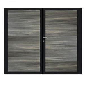 Dubbele poort Zwart horizontaal - Geborsteld Antraciet