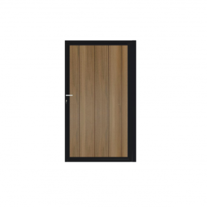 Enkele poort Zwart verticaal - Geborsteld Teak