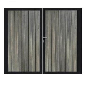 Dubbele poort Zwart Verticaal - Geborsteld Antraciet