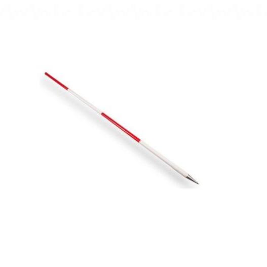 Jalonstok Nestle hout 200cm geplastificeerd, boven rood, stalen punt