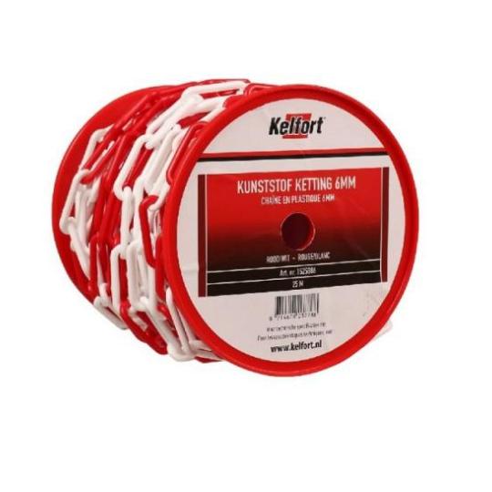 Afzetketting Kelfort haspel 25 meter rood/wit 6x20mm