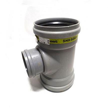 PVC verloop t-stuk 90 graden 3x manchet 250-160mm