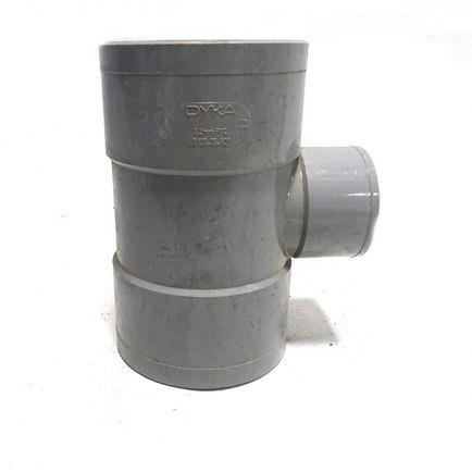 PVC verloop t-stuk 90 graden 3x manchet 125-75mm