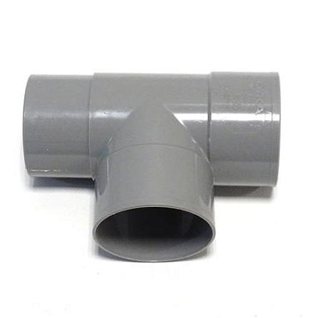 PVC t-stuk 90 graden 2x lijmmof 1x verjongd spie 70mm