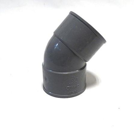 PVC bocht 45 graden 2x lijmmof 75mm