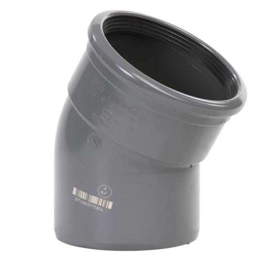 PVC bocht 30 graden manchet/spie 125mm