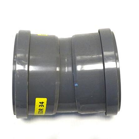PVC bocht 15 graden 2x manchet 160mm