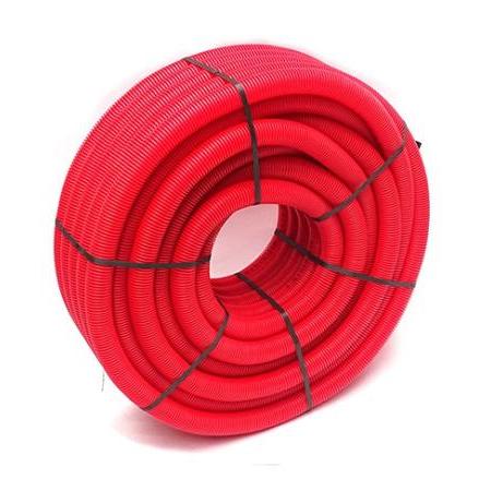 Mantelbuis flexibel 50mm 50 meter met trekdraad rood per rol
