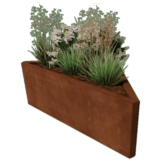Cortenstaal plantenbak Driehoek ongelijkzijdig 84 x 40 cm