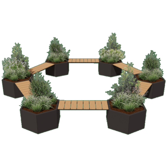 Gepoedercoat staal plantenbak met bankje Vegas kampvuur opstelling Antraciet