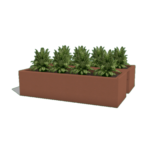 Gepoedercoat staal balkonplantenbak 60 x 48 x 15 cm Corten look