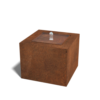 Cortenstaal watertafel - Lyra - 50 x 50 x 40 cm Inclusief LED-verlichting