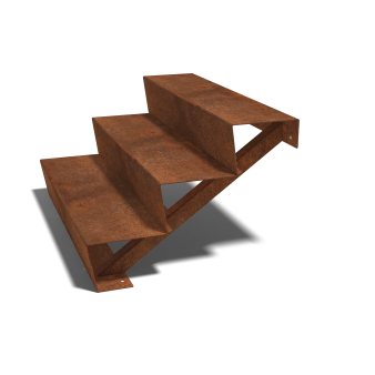 Cortenstaal trap New York 3-trede (breedte 100 cm)