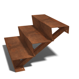 Cortenstaal trap 3-trede (breedte 80 cm)