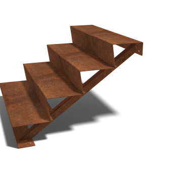 Cortenstaal trap 4-trede (breedte 100 cm)