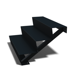 Zwarte trap 3-trede Zwart (breedte 100 cm)