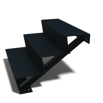Zwarte trap 3-trede Zwart (breedte 80 cm)