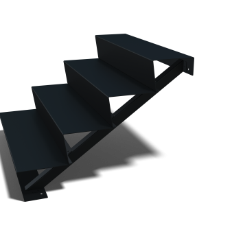 Zwarte trap 4-trede Zwart (breedte 100 cm)