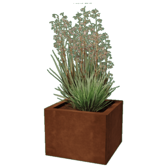 Cortenstaal plantenbak Vierkant 40 x 40 x 80 cm met bodemplaat + (8) voeten