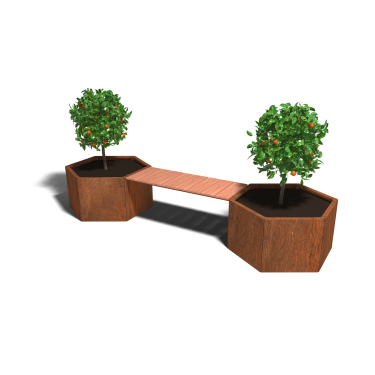 Cortenstaal plantenbak met bankje Vegas Denver