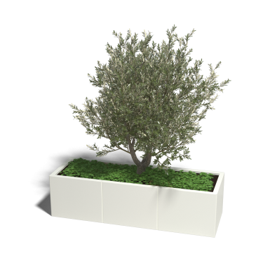Gepoedercoat staal plantenbak Rechthoek xxl 150 x 50 x 80 cm met bodemplaat Wit