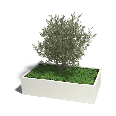 Gepoedercoat staal plantenbak Rechthoek xxl 160 x 100 x 80 cm met bodemplaat Wit