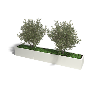 Gepoedercoat staal plantenbak Rechthoek xxl 300 x 50 x 60 cm geen bodemplaat Wit