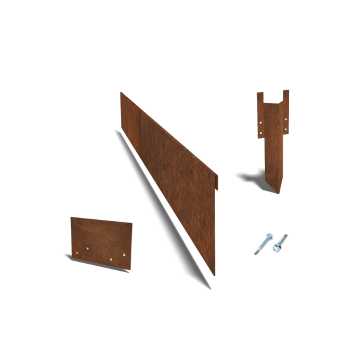 Cortenstaal kantopsluiting geplet 13 cm complete set per 15 meter