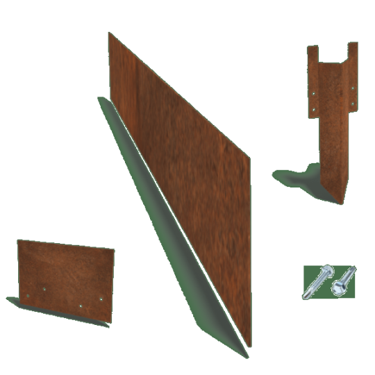 Cortenstaal kantopsluiting recht 15 cm complete set per 15 meter