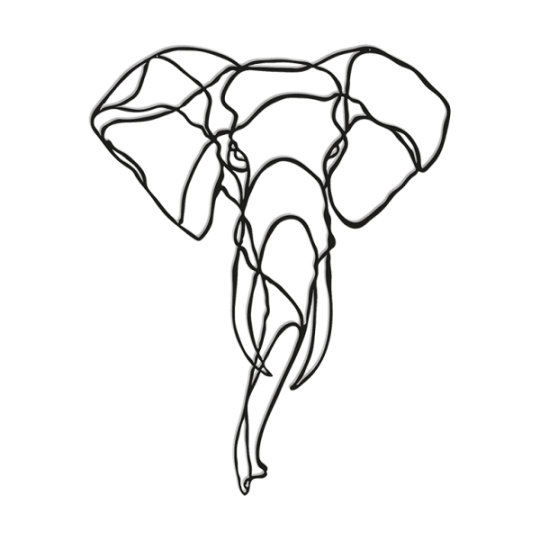 Metalen wanddecoratie Elephant 1.0 Large Zwart