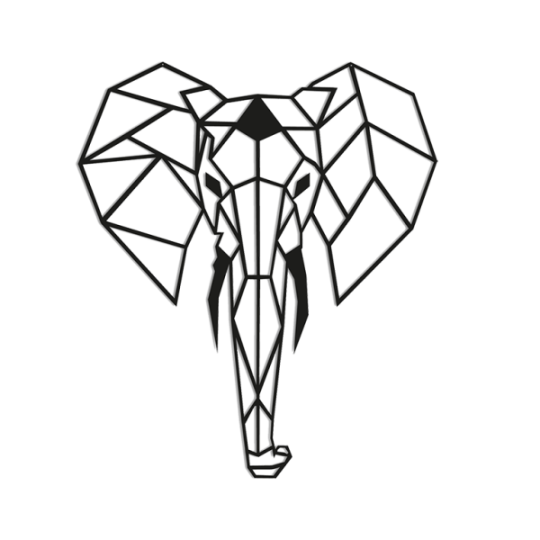 Metalen wanddecoratie Elephant 2.0 Small Zwart
