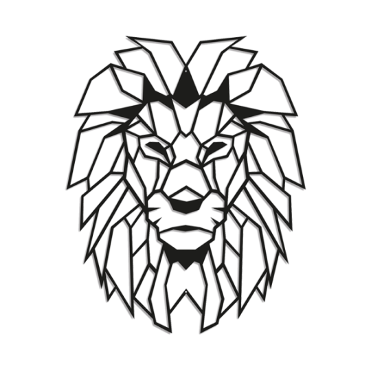 Metalen wanddecoratie Lion 1.0 Large Zwart