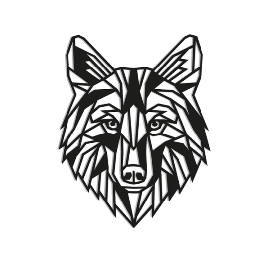 Metalen wanddecoratie Wolf 1.0 Large Zwart