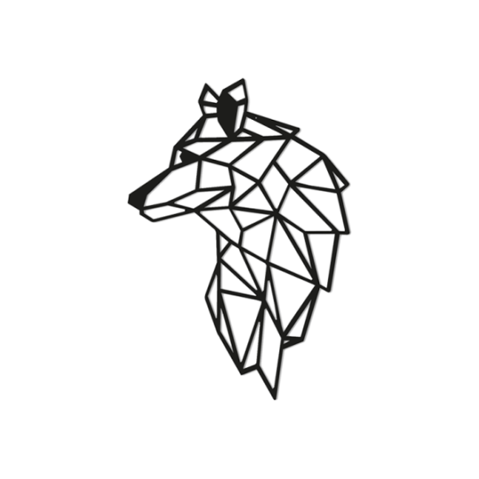 Metalen wanddecoratie Wolf 2.0 Large Zwart