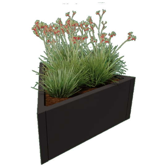 Gepoedercoat staal plantenbak Driehoek ongelijkzijdig 112 x 40 cm Antraciet