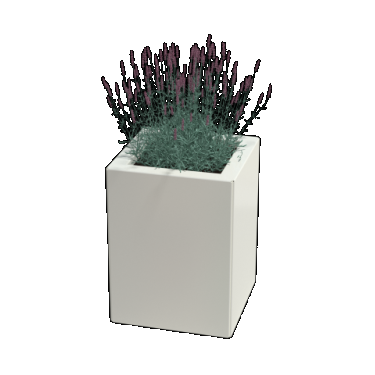 Gepoedercoat staal plantenbak Vierkant 40 x 40 x 80 cm met bodemplaat Wit