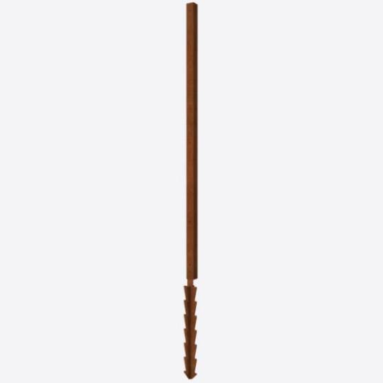 Cortenstaal staander recht met grondpin 190 x 6 x 3 cm