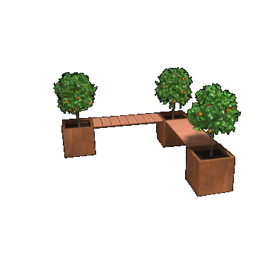 Cortenstaal Vegas Vierkant hoekopstelling geen bodemplaat