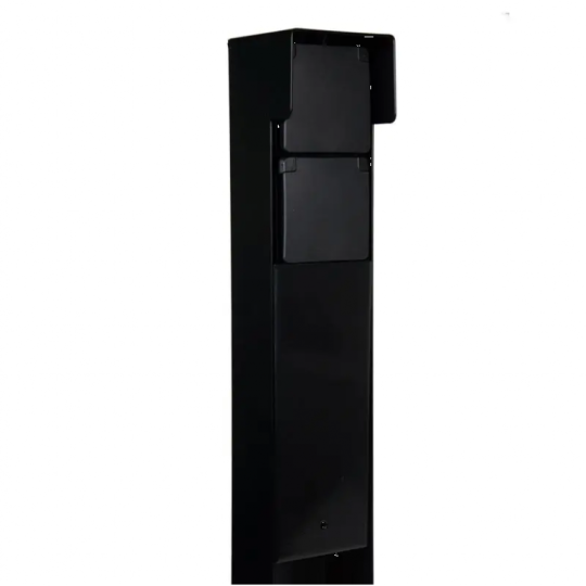 Tuinpaal - pro+ dubbel met kabeldoos, afdekkap en installatiedraad zwart