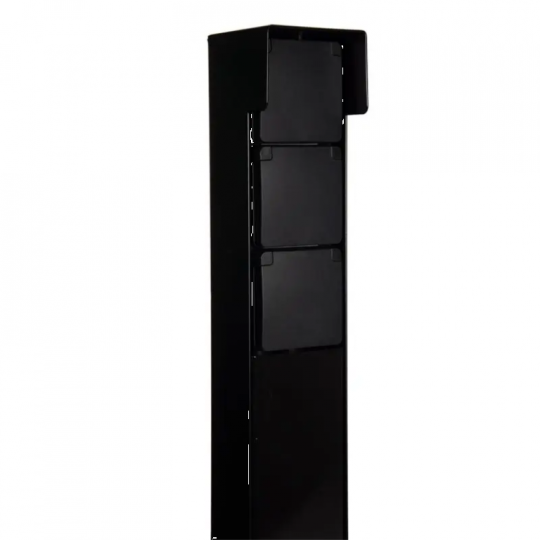 Tuinpaal - pro+ drievoudig met kabeldoos, afdekkap en installatiedraad zwart