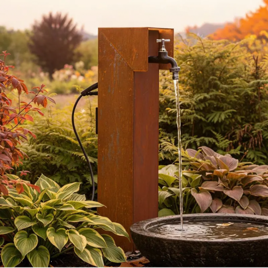Tuinpaal Pro+ service station, waterkraan corten